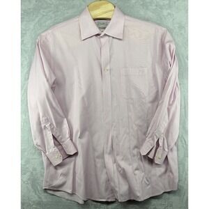 WH Belk Men's Luxury Non-Iron Dress Shirt Pink Button‎ Down 17.5 34/35